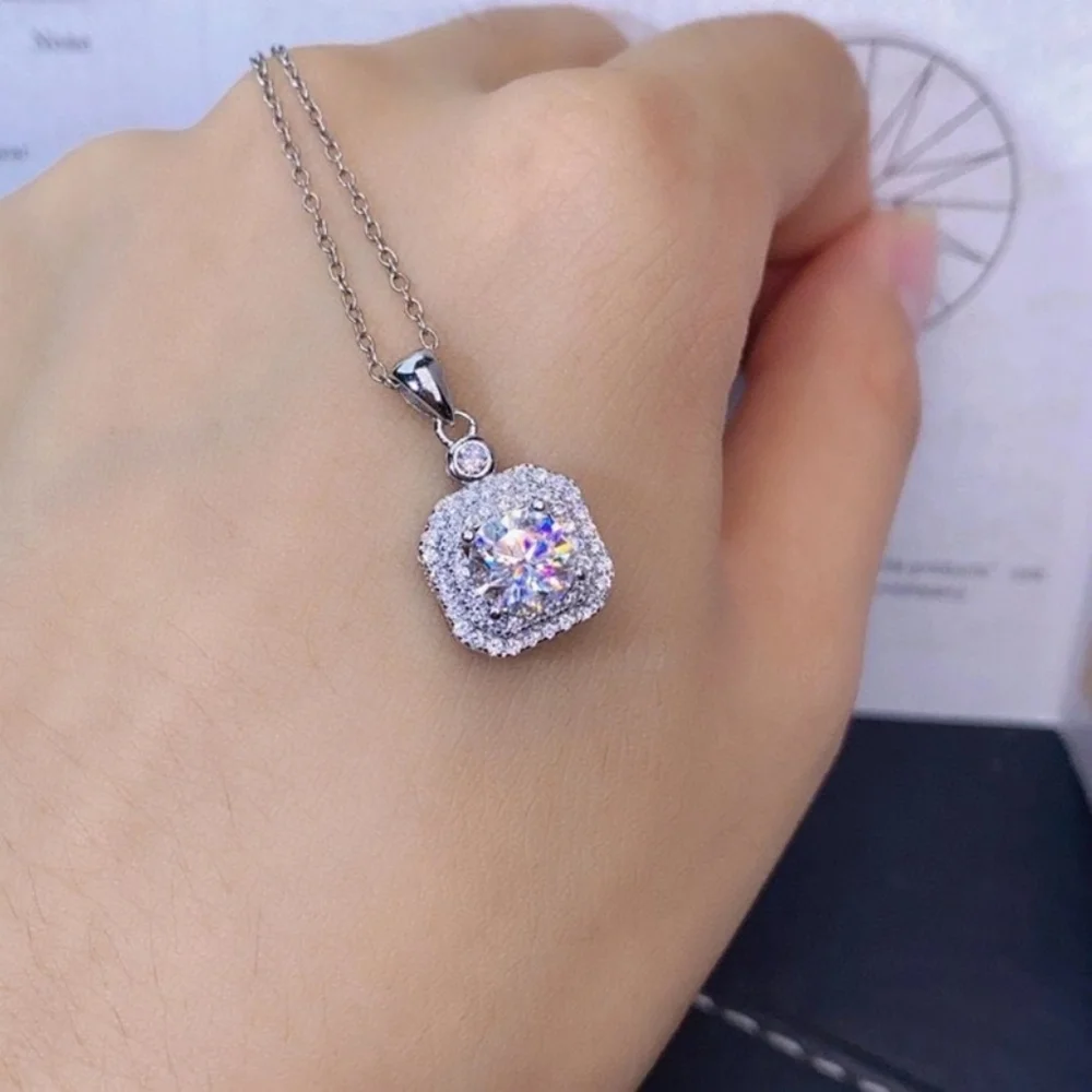 Sterling silver 2ct diamond necklace - Picture 2 of 4